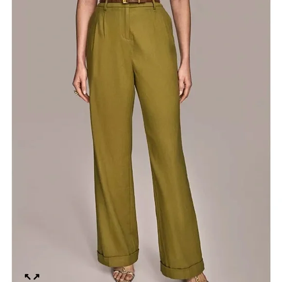 Donna Karan Olive Wide Leg Pants - Picture 1 of 6